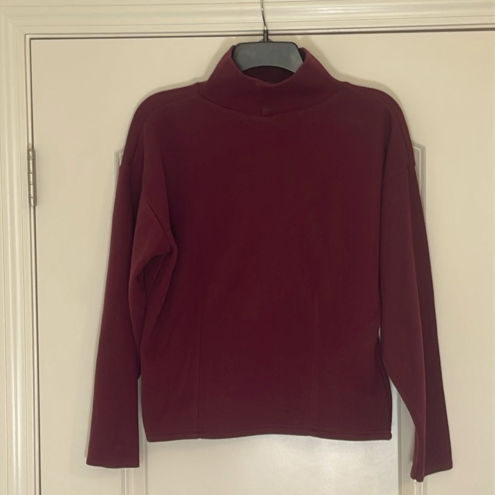 Express Tricot Maroon Turtleneck Long Sleeve Sweater Size M - Picture 2 of 4